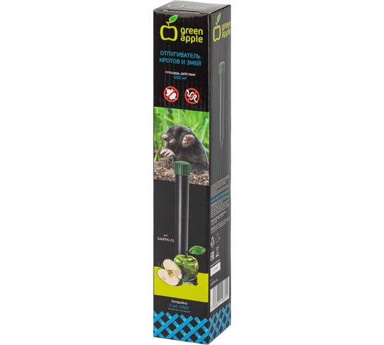 Отпугиватель кротов GREEN APPLE GARPK01 зуммер, площадь действия 650 кв.м., 3LR21 Б0062425