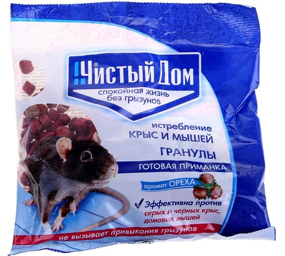 Гранулы от крыс и мышей Чистый дом с запахом ореха, 100 г 03-348