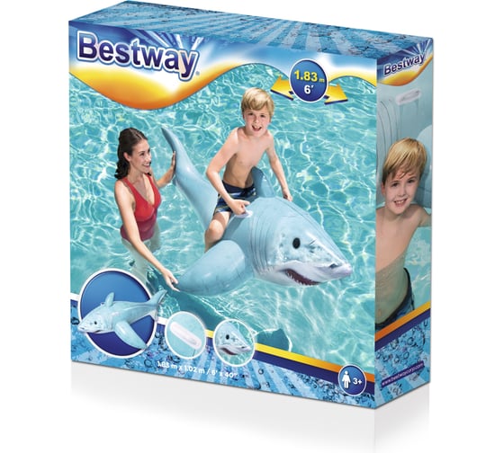 Надувная игрушка-наездник Bestway Реалистичная акула 183x102 см 41405 BW 006107