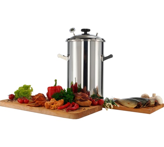 Домашняя коптильня для горячего копчения Вкус Качества 25 л smokehouse-round-25