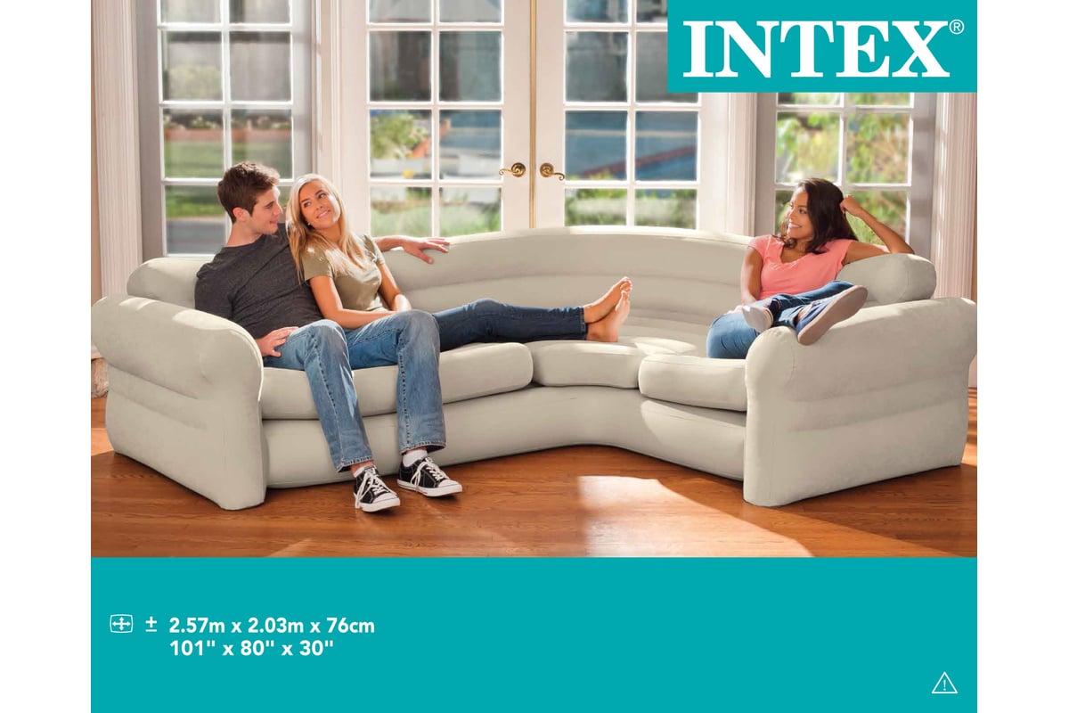 68575 надувной угловой диван intex corner sofa