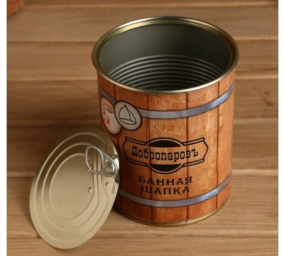 Шапка для бани Добропаровъ Без веника не входить, в банке 4806551