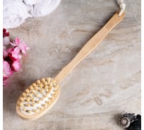 Натуральная гладкая массажная щётка с ручкой Добропаровъ 3259302