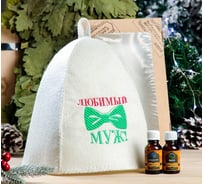 Набор для бани Добропаровъ шапка, масло можжевельника и пихты 3933574