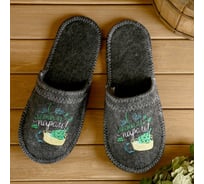 Банные войлочные тапочки с вышивкой С легким паром, ушат Банная забава, 4859537