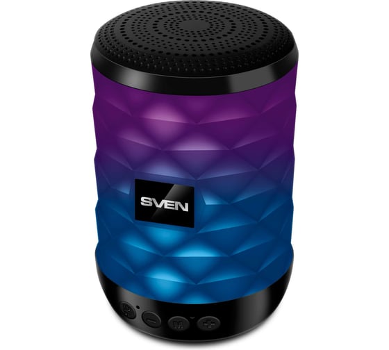 Акустическая система SVEN 1.0 PS-55, черный, мощность 5 Вт (RMS), TWS, Bluetooth, FM, USB, microSD, встроенный аккумулятор SV-021146