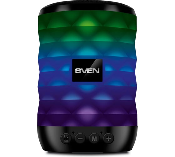 Акустическая система SVEN 1.0 PS-55, черный, мощность 5 Вт (RMS), TWS, Bluetooth, FM, USB, microSD, встроенный аккумулятор SV-021146