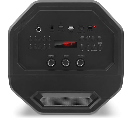 Акустическая система SVEN 2.0 PS-655, черный, мощность 2x25 Вт (RMS), Bluetooth, FM, USB, microSD, LED-дисплей, пульт, встроенный аккумулятор SV-020163
