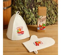 Набор Банная забава, С Новым годом, краб и пиво, шапка, рукавица, 4997474