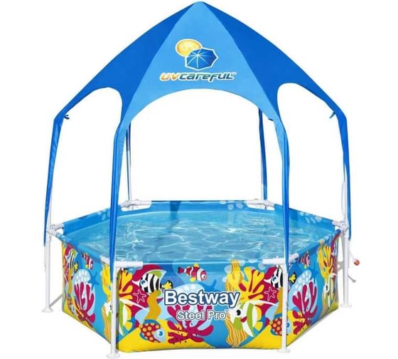 Детский каркасный бассейн Bestway 183x51см с навесом, 930л 5618T BW