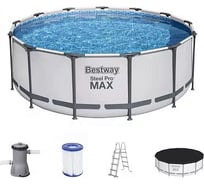 Каркасный бассейн Bestway Steel Pro Max 396x122см, 12690л, фильтр - насос 3028л/ч, лестница, тент 5618W BW