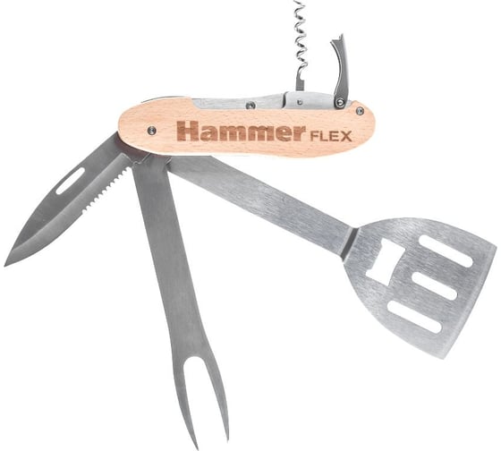 Мультитул для гриля HAMMER Flex 310-310, нержавеющая сталь, разборный, 5 приборов 530195