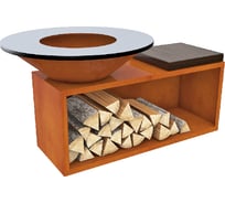 Гриль-очаг KORWOOD HIT 04 с дровницей и столешницей, диаметр 100 см РИЗУР 4692200000018