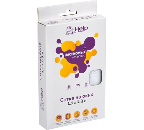 Противомоскитная сетка с крепежной лентой HELP 100х130 см 20 80001-Л