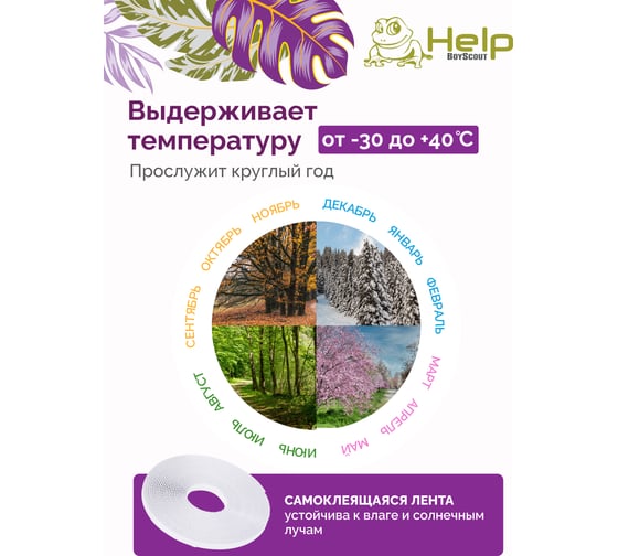 Противомоскитная сетка с крепежной лентой HELP 100х130 см 20 80001-Л