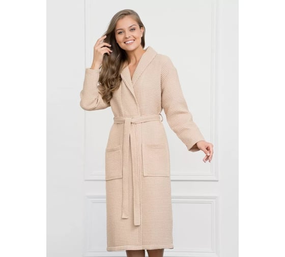 Вафельный халат Arya home Pamira унисекс, бежевый, XXXL 8680943075161