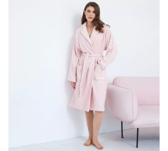 Халат женский Arya home Miranda Soft с шалькой, пудра, M 8680943039835