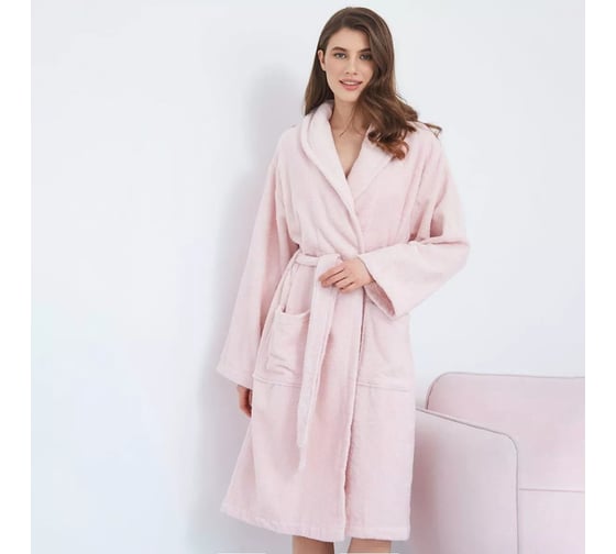 Халат женский Arya home Miranda Soft с шалькой, пудра, M 8680943039835
