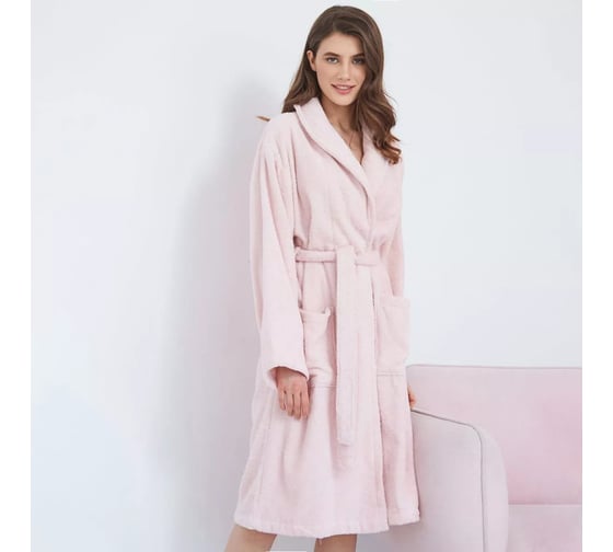 Халат женский Arya home Miranda Soft с шалькой, пудра, M 8680943039835