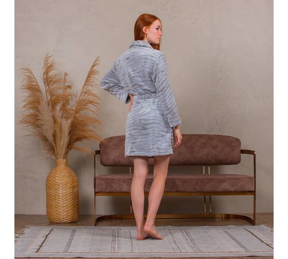 Халат Arya home Wellsoft Ronit, серый, L 8680943065049
