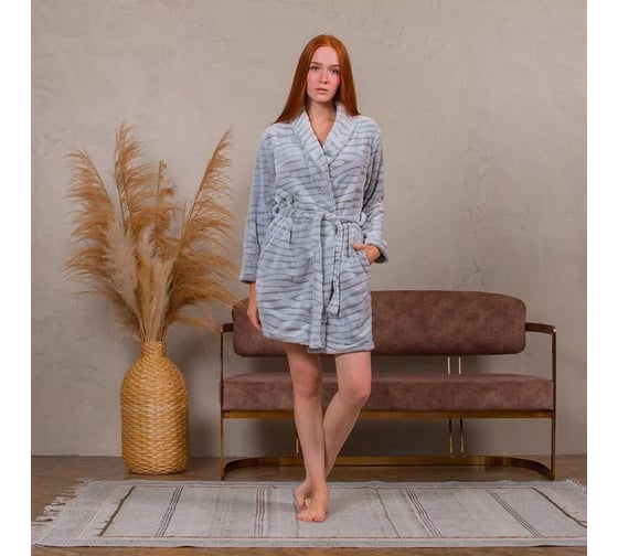 Халат Arya home Wellsoft Ronit, серый, M 8680943065032