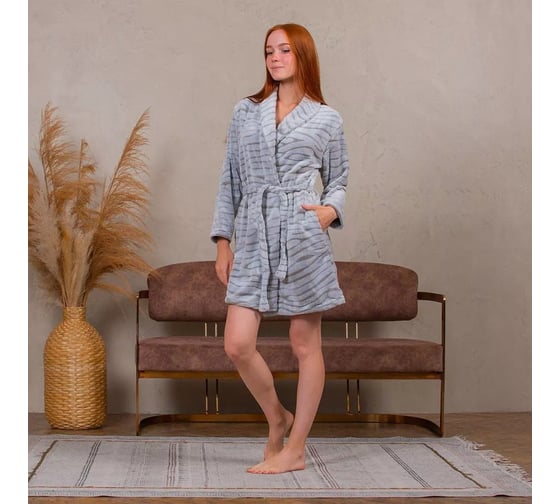 Халат Arya home Wellsoft Ronit, серый, M 8680943065032