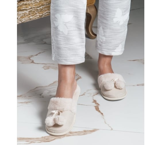 Тапочки женские Arya home Pompom 38, бежевый 8680943097842
