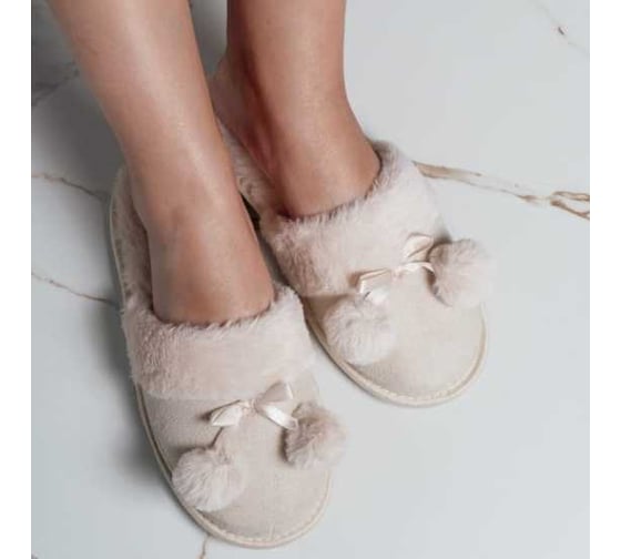 Тапочки женские Arya home Pompom 39, бежевый 8680943097859
