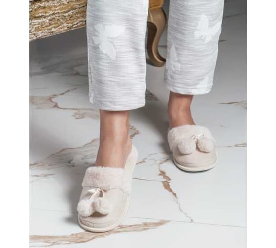 Тапочки женские Arya home Pompom 39, бежевый 8680943097859