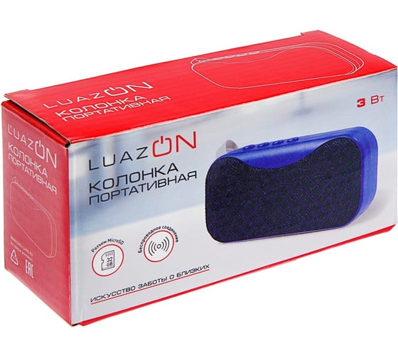 Портативная колонка Luazon LAB-50, 3 Вт, microSD, AUX, USB, красная, 4514444
