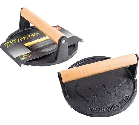 Чугунный пресс для гриля с деревянной ручкой круглый Mallony PRESSA, д.18 см 985061