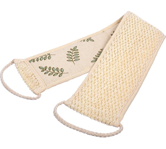 Мочалка Банные Штучки с принтом Листья, лента, 10х60 см 41367 1