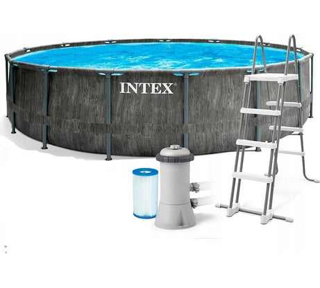 Каркасный бассейн Intex Prism Frame 457х122см Greywood 16805л, 26742