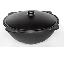 Казан чугунный узбекский Davr Metall 16 л, плоское дно, с алюминиевой крышкой казан16(плоск)