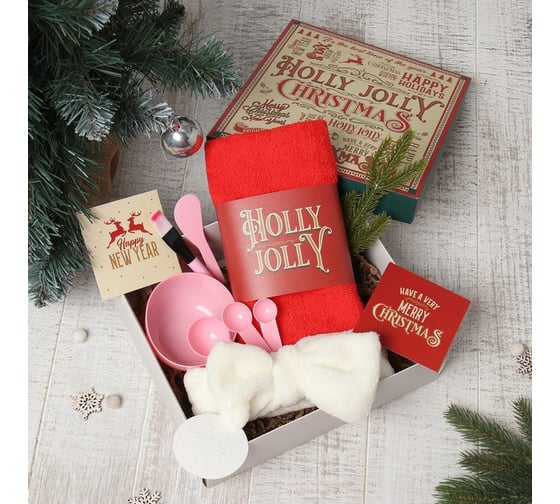 Подарочный набор Этель Holly Jolly полотенце и акс 9950919 1