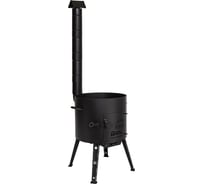 Печь для казана Davr Metall 10 л, диаметр 36 см, сталь 2 мм, с трубой, дверцей, зольником, съемные ножки печь10л(труба)