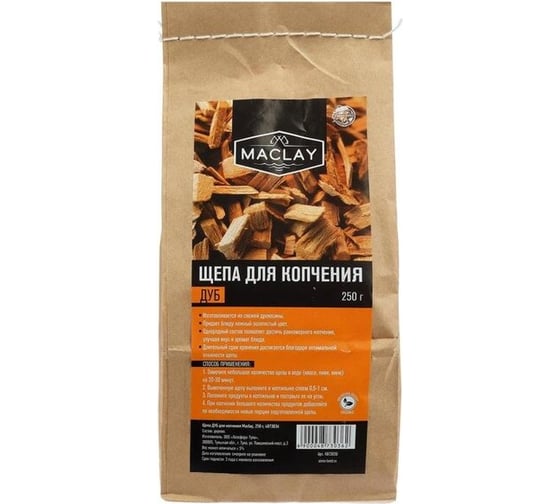Щепа для копчения Maclay ДУБ 250 г 4873036