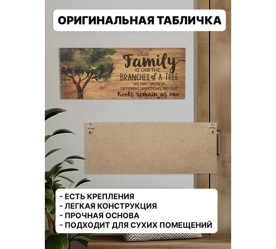 Информационная декоративная табличка интерьерная Симфония Our family 10x25 см 3-085