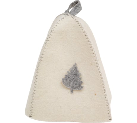 Шапка банная ГлавБаня с аппликацией Лист, войлок белый Б40