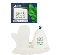 Набор для бани в коробке Невский Банщик "Sauna time" (шапка, коврик, рукавица) Б32394