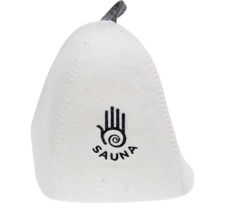 Шапка банная с вышивкой ГлавБаня "Дзен", войлок белый Б40506