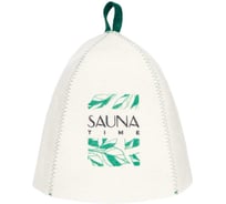 Шапка банная с принтом ГлавБаня "Sauna time", войлок белый Б40504