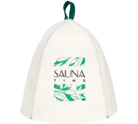 Шапка банная с принтом ГлавБаня "Sauna time", войлок белый Б40504