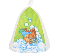 Шапка банная с принтом ГлавБаня "Банный день", войлок белый синтетический Б04018