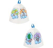 Шапка банная с принтом ГлавБаня "Поп-арт", войлок белый синтетический Б04019