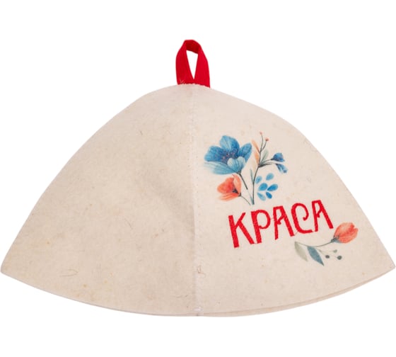 Шапка банная с принтом и вышивкой Невский Банщик "Краса", фетр белый Б4947 1