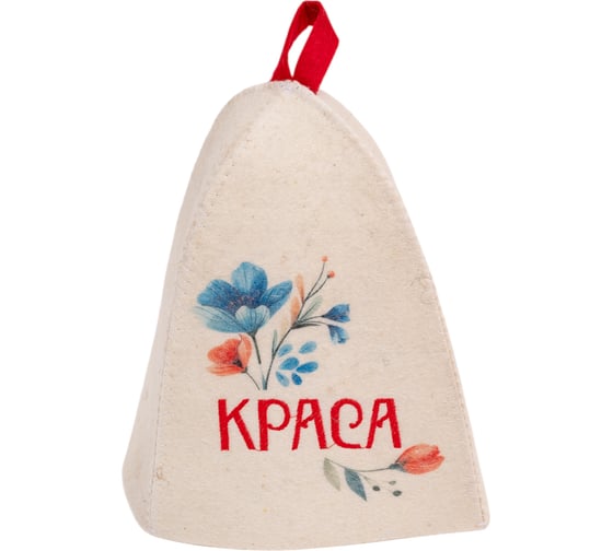 Шапка банная с принтом и вышивкой Невский Банщик "Краса", фетр белый Б4947