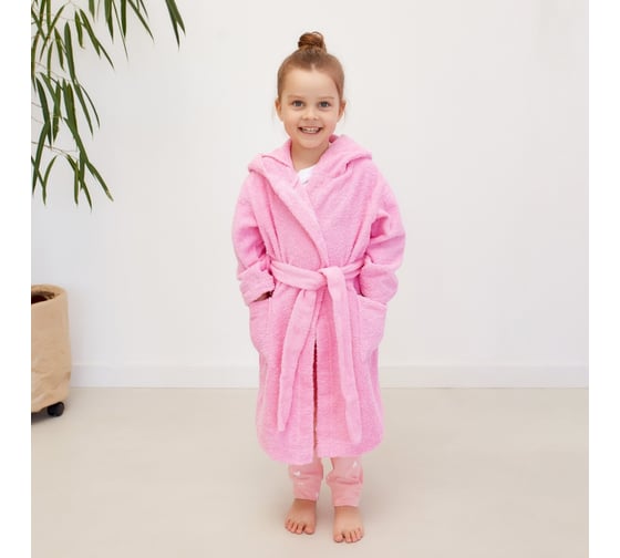 Халат махровый детский Этель Little princess р. 30, 98-104 см, розовый 4846012 1
