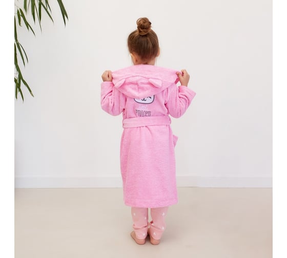Халат махровый детский Этель Little princess р. 30, 98-104 см, розовый 4846012