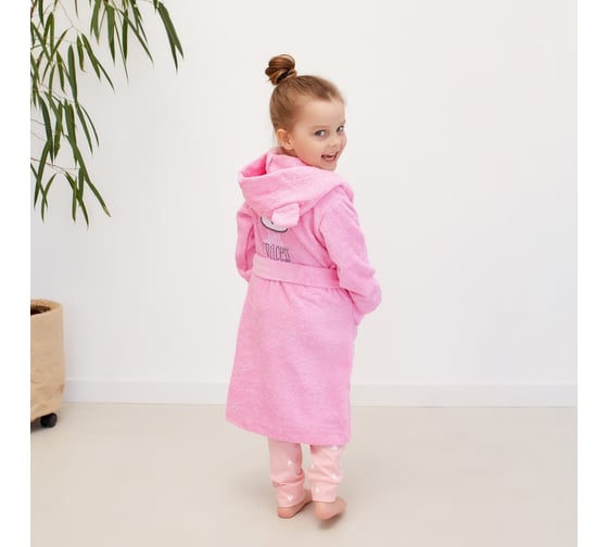 Халат махровый детский Этель Little princess р. 30, 98-104 см, розовый 4846012